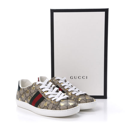 Gucci GG Supreme Monogram Bees Web Womens Ace Sneakers 36 Beige Oro Green Red 10 of 10