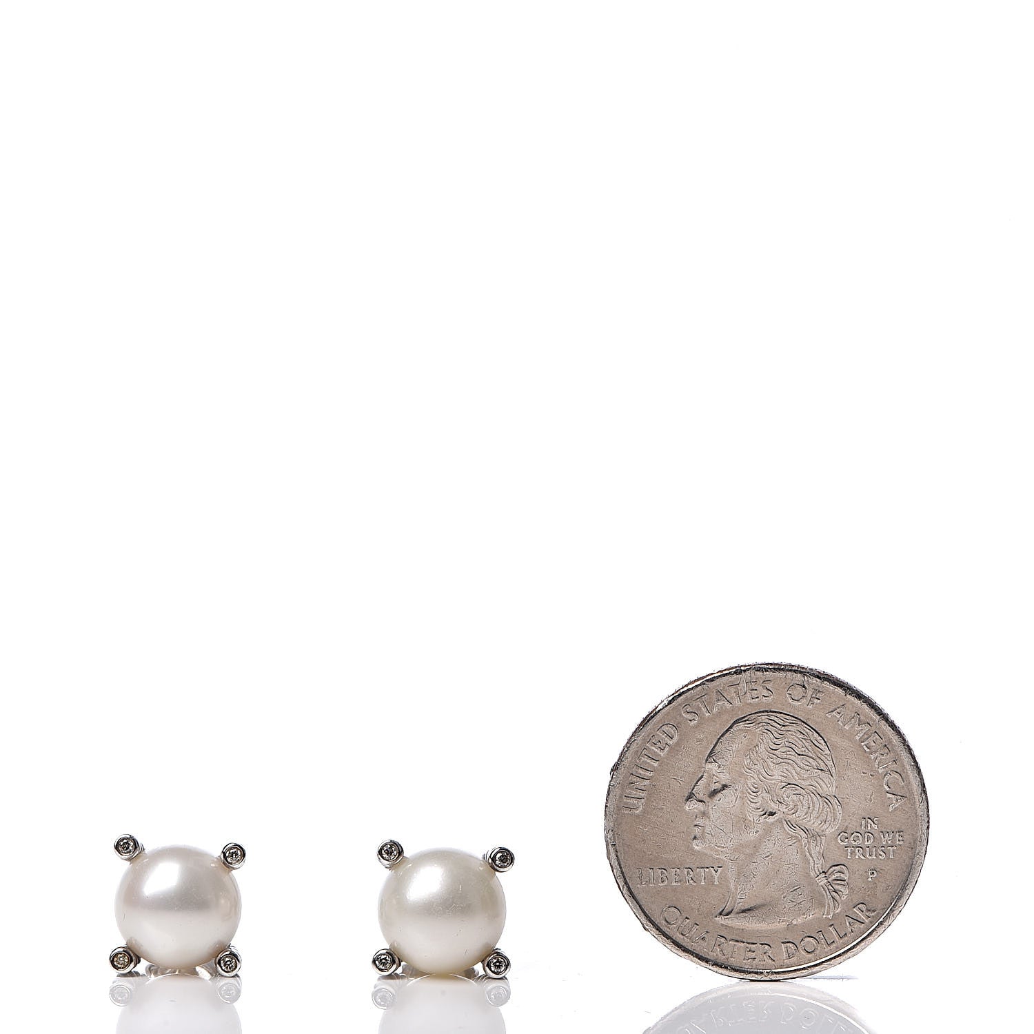 David Yurman Sterling Silver Diamond Pearl 9.5mm Earrings 2 of 4