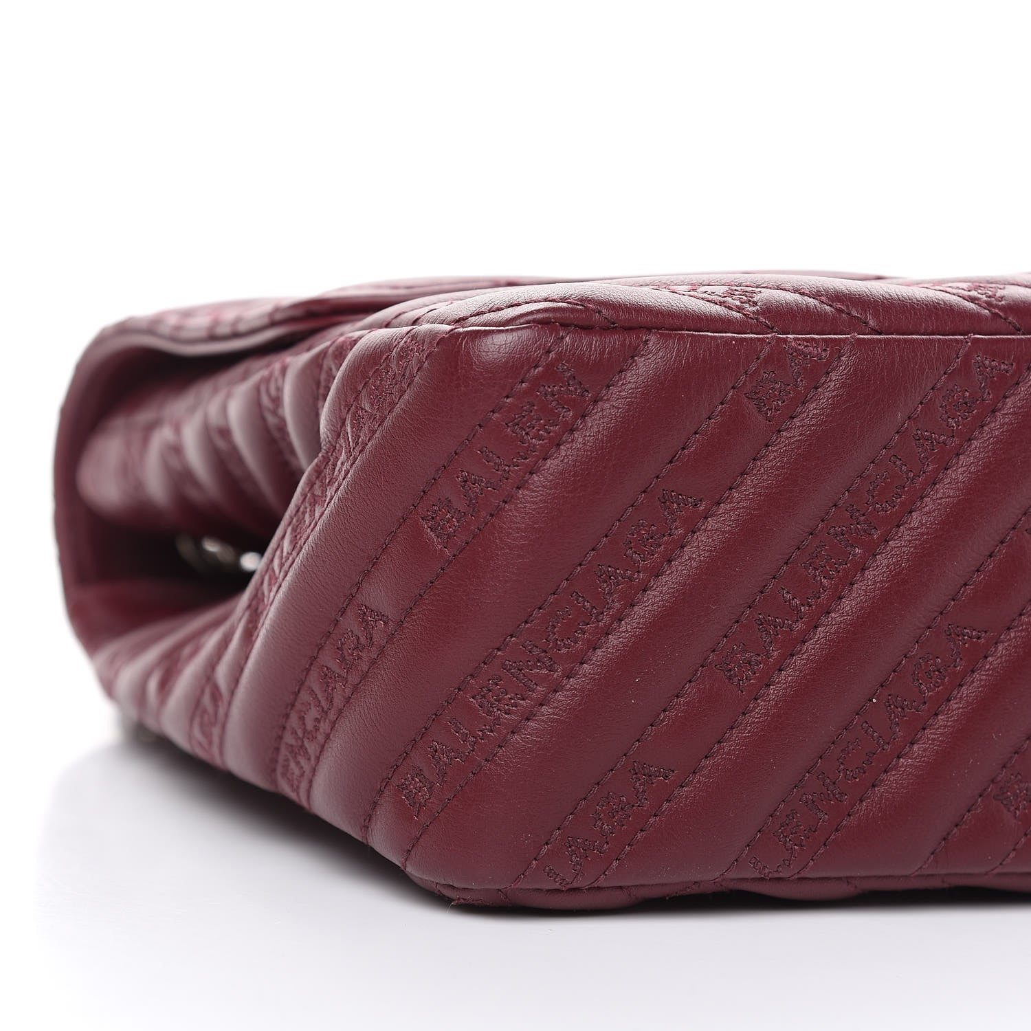Balenciaga Calfskin Logo Matelasse Large BB Flap Chain Shoulder Bag Burgundy 11 of 12