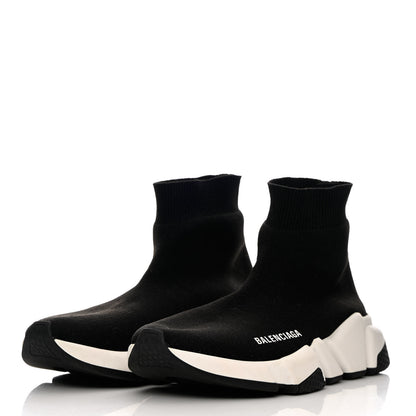 Balenciaga Neoprene Knit Womens Speed Sneakers 35 Black White 3 of 7