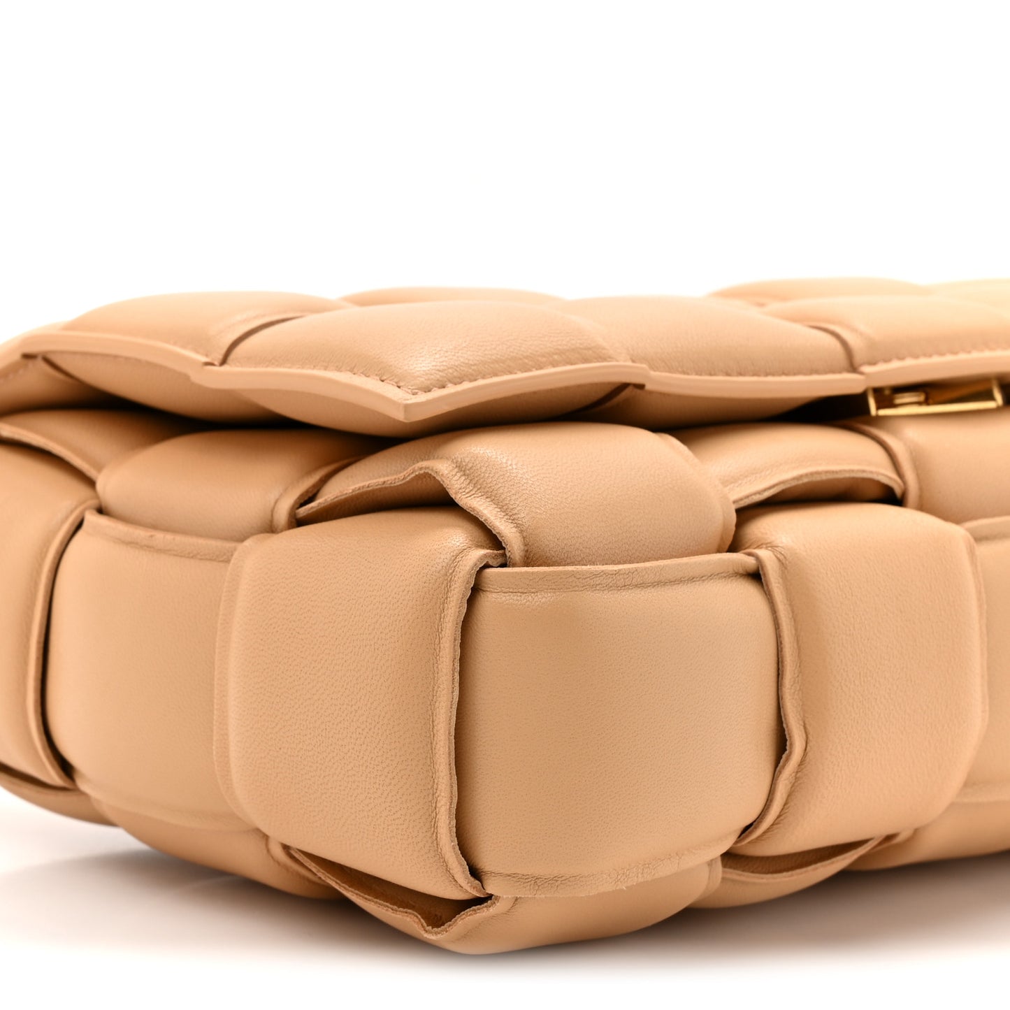 Nappa Maxi Intreccio Padded Cassette Crossbody Bag Almond