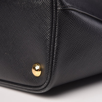 Prada Saffiano Cuir Large Double Bag Black Fuoco 14 of 14