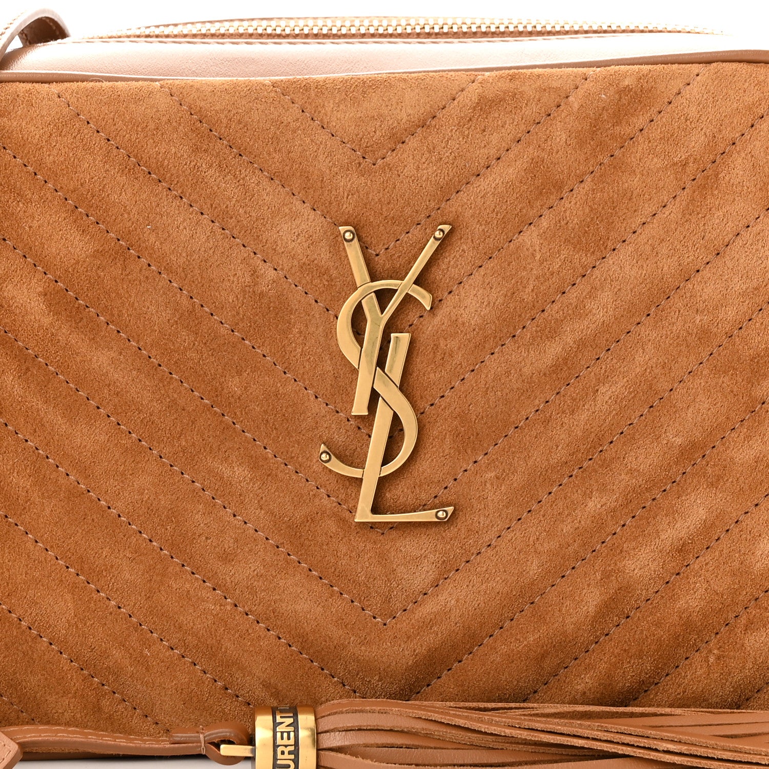 Saint Laurent Suede Matelasse Monogram Lou Camera Bag Cinnamon 8 of 10