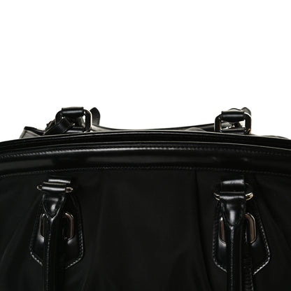 Prada Tessuto Nylon Calfskin Frame Satchel Black 16 of 17