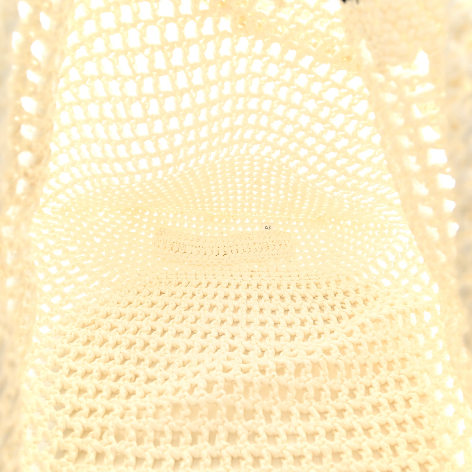 Prada Yarn Raffia Effect Crochet Logo Embroidered Shopping Tote Bag White 5 of 9
