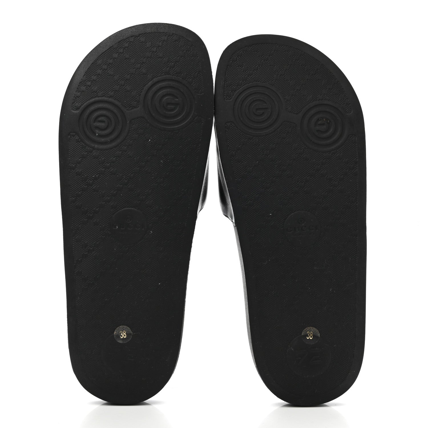 Gucci Nappa Miro Soft Calfskin Womens Interlocking G Slide Sandals 38 Black White 5 of 9