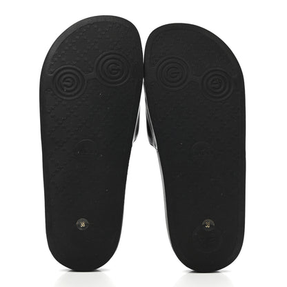 Gucci Nappa Miro Soft Calfskin Womens Interlocking G Slide Sandals 38 Black White 5 of 9