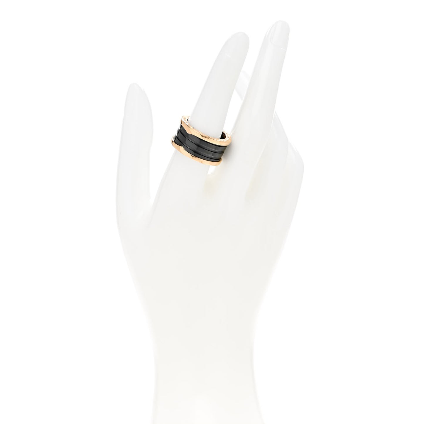 18K Rose Gold Black Ceramic B.Zero1 Four-Band Ring 57 8