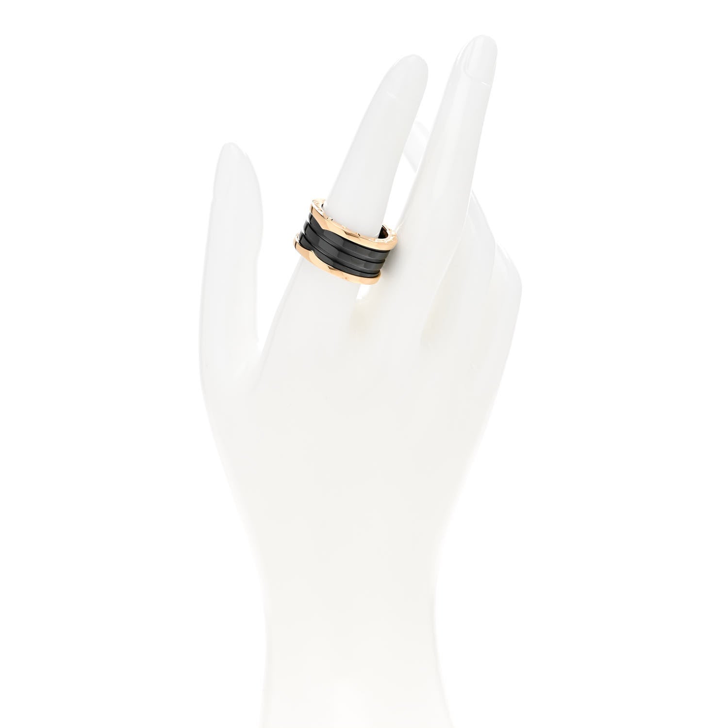 Bulgari 18K Rose Gold Black Ceramic B.Zero1 Four-Band Ring 57 8 2 of 8