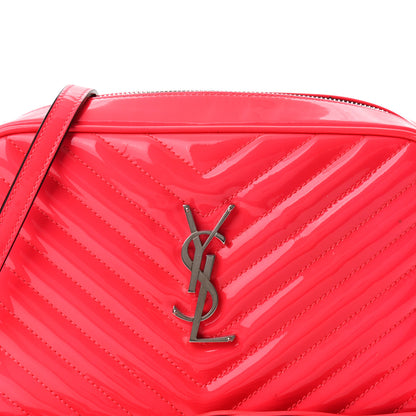 Saint Laurent Patent Calfskin Matelasse Monogram Lou Camera Bag Neon Pink 8 of 12