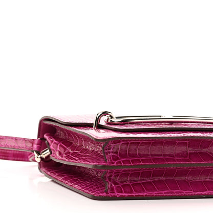Hermes Shiny Alligator Mini Sac Roulis Rose Scheherazade 9 of 10
