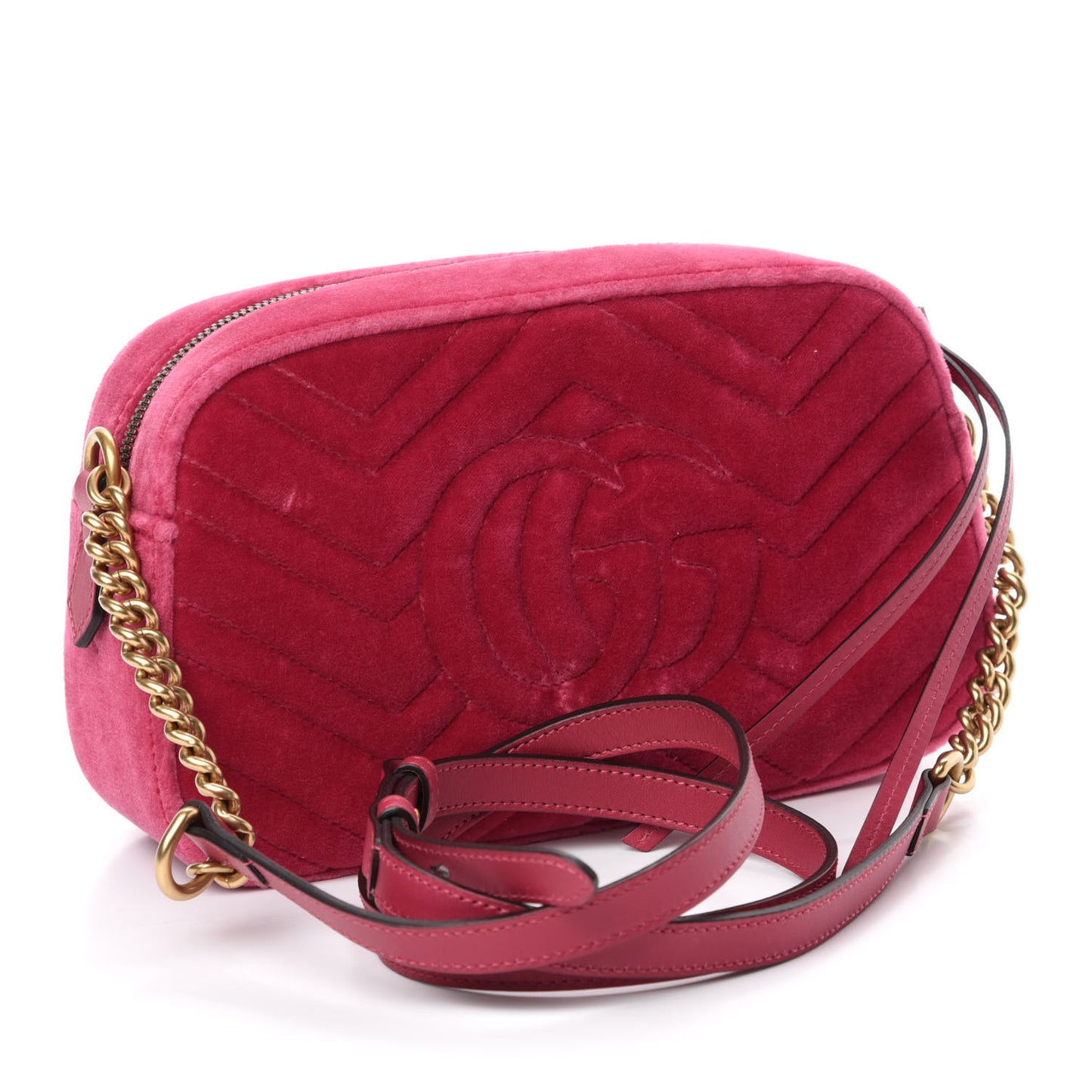 Velvet Matelasse Small GG Marmont Chain Shoulder Bag Light Raspberry Rose
