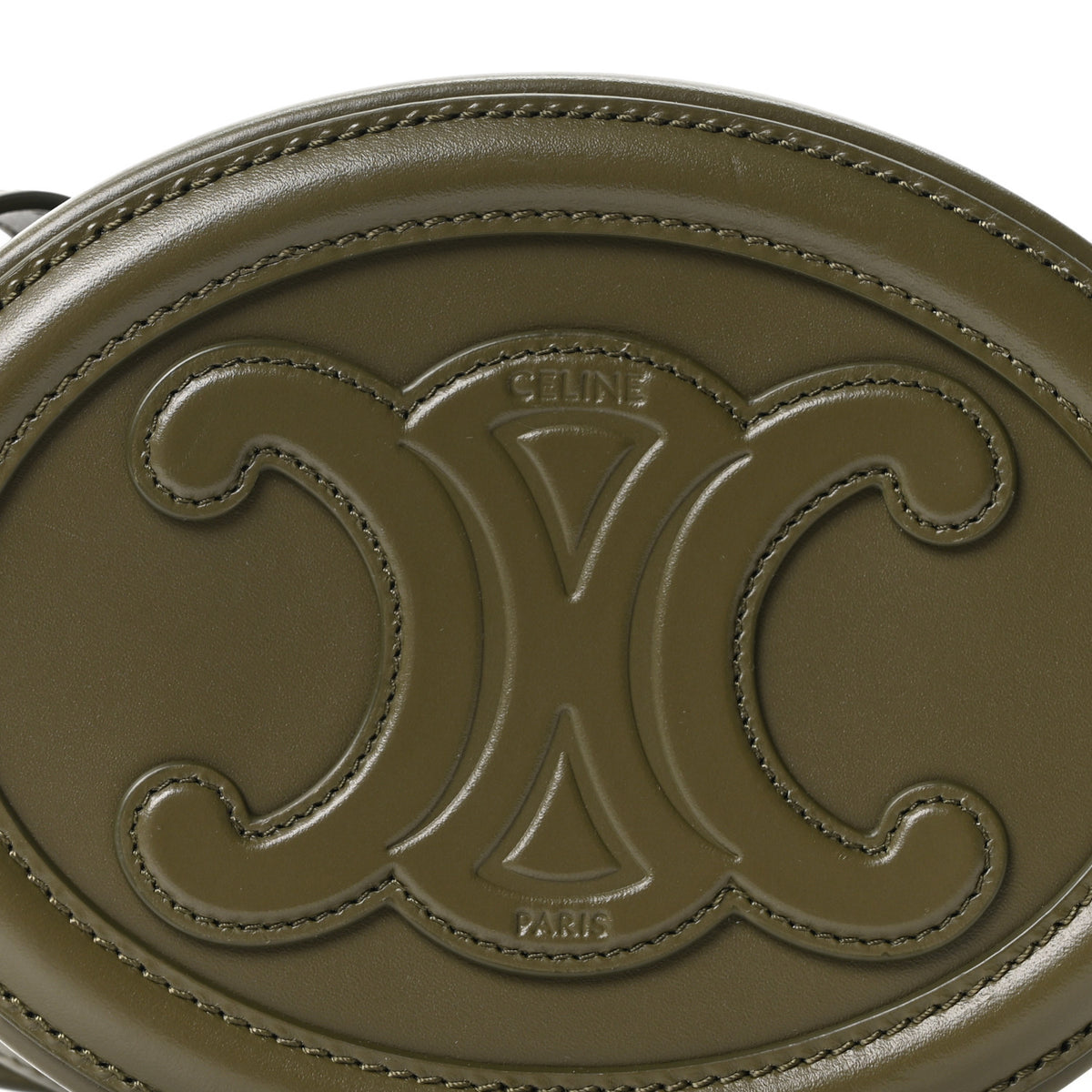 Smooth Calfskin Cuir Small Triomphe Oval Crossbody Purse Dark Khaki