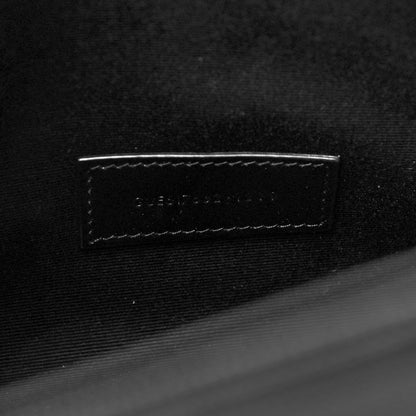 Saint Laurent Grain De Poudre Matelasse Chevron Monogram Envelope Clutch Black 7 of 7