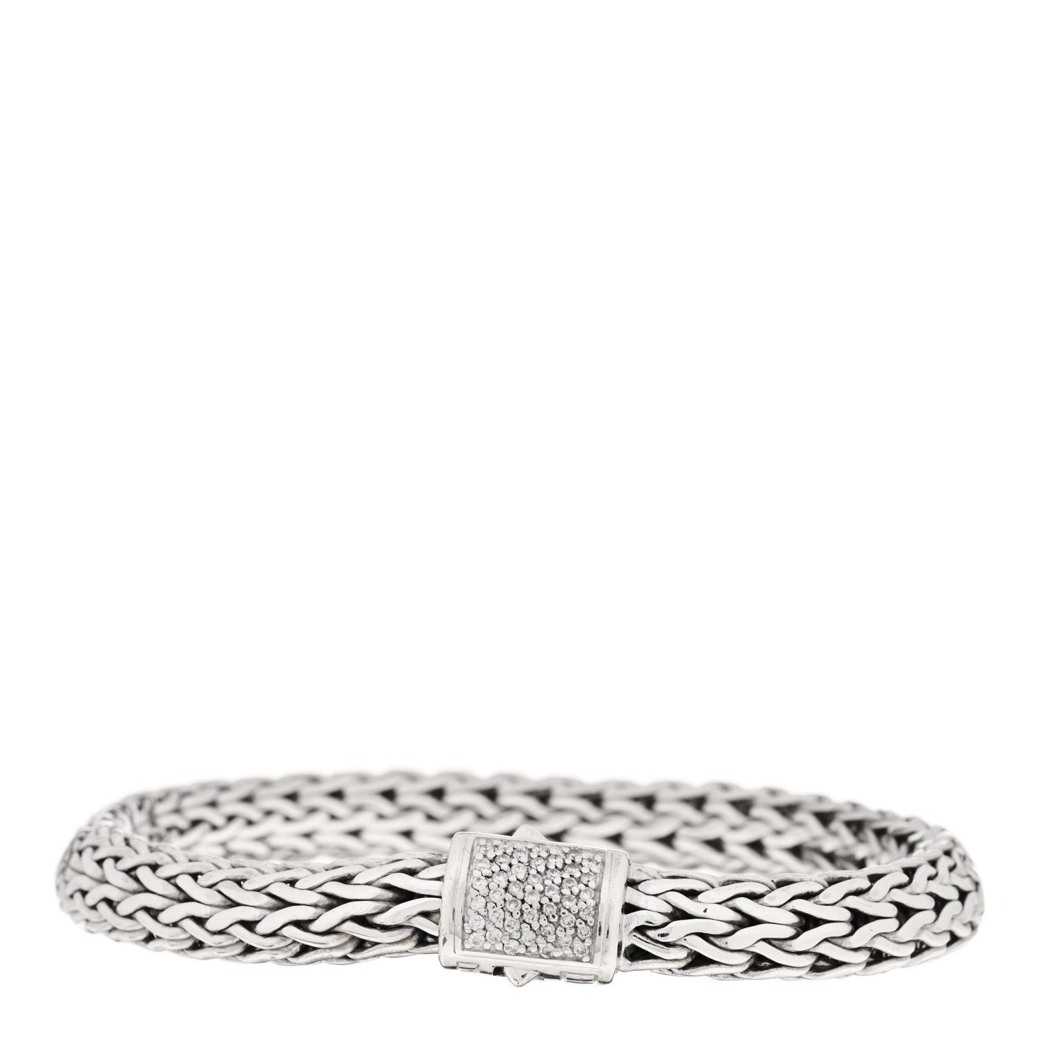 John Hardy Sterling Silver Diamond 7.5mm Classic Chain Bracelet 2 of 3