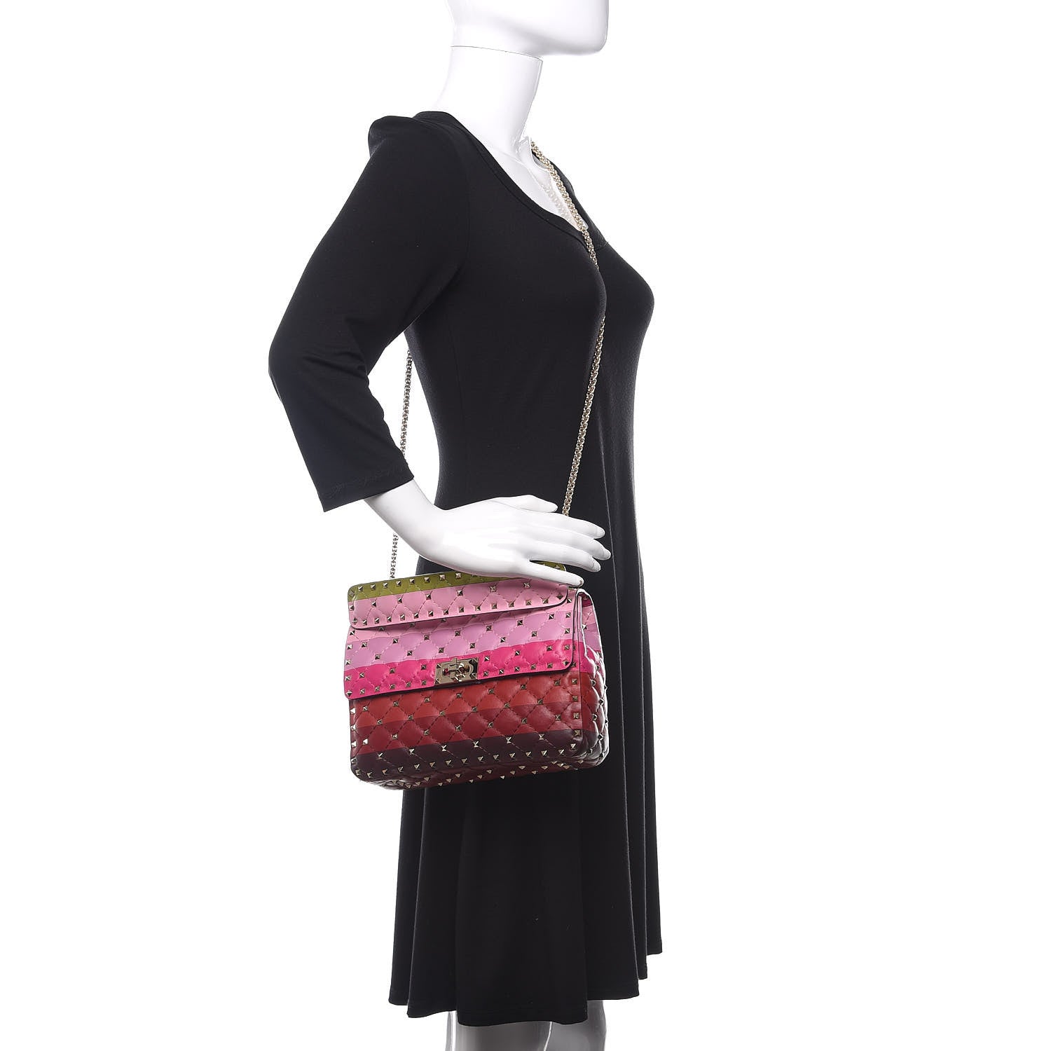 Valentino Garavani Lambskin Stripe Intarsia Medium Rockstud Spike Shoulder Bag Multicolor 2 of 11