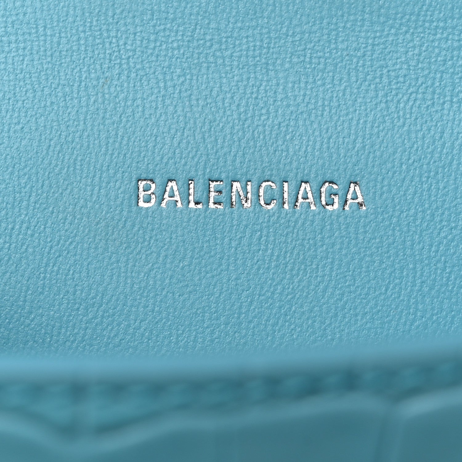 Balenciaga Shiny Calfskin Crocodile Embossed Hourglass Top Handle Bag XS Azur 5 of 10