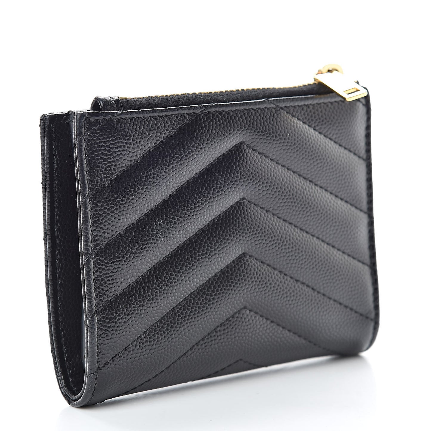 Grain De Poudre Matelasse Chevron Monogram Zipped Card Case Black