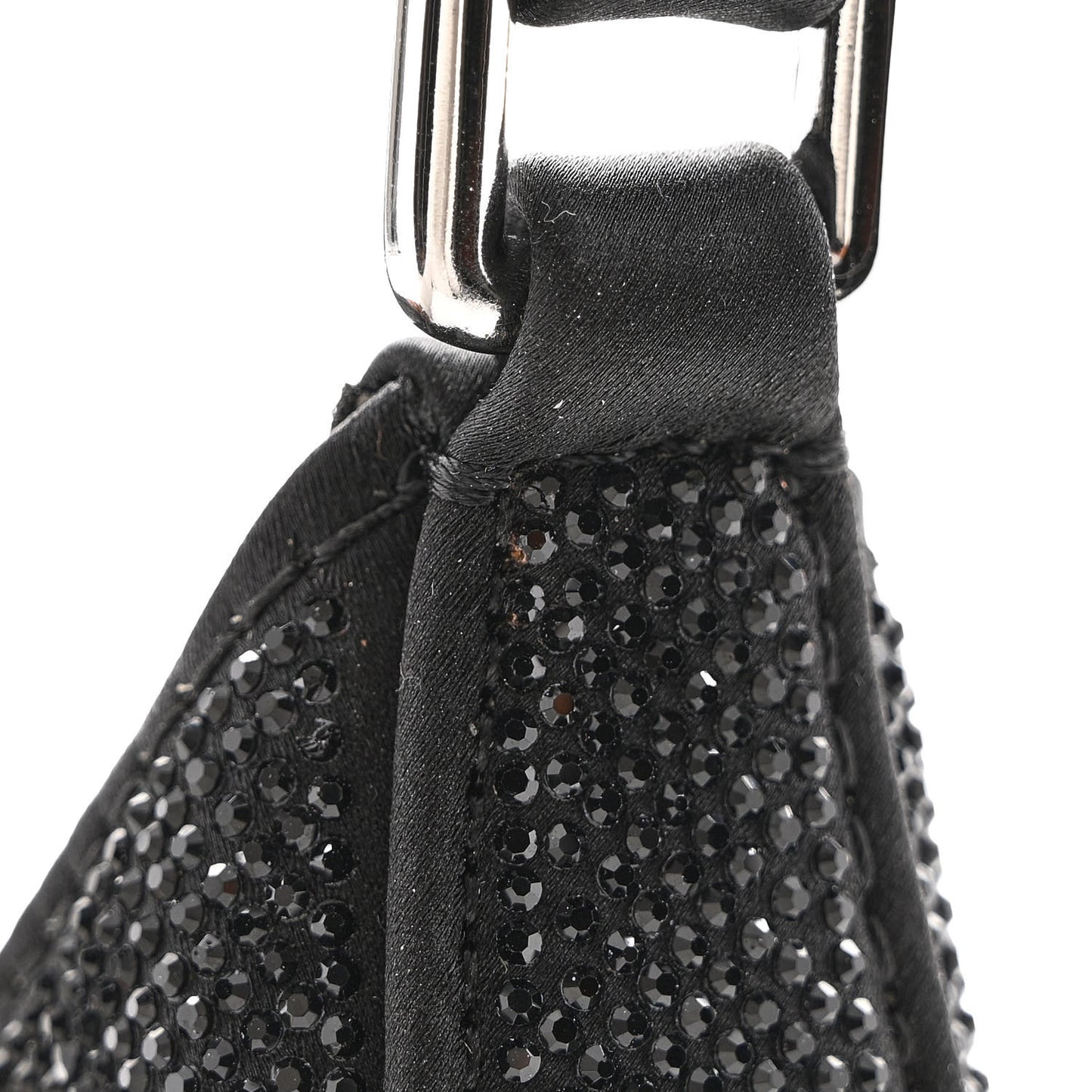 Calfskin Satin Crystal Embellished Small Legacy Glitter Hobo Black