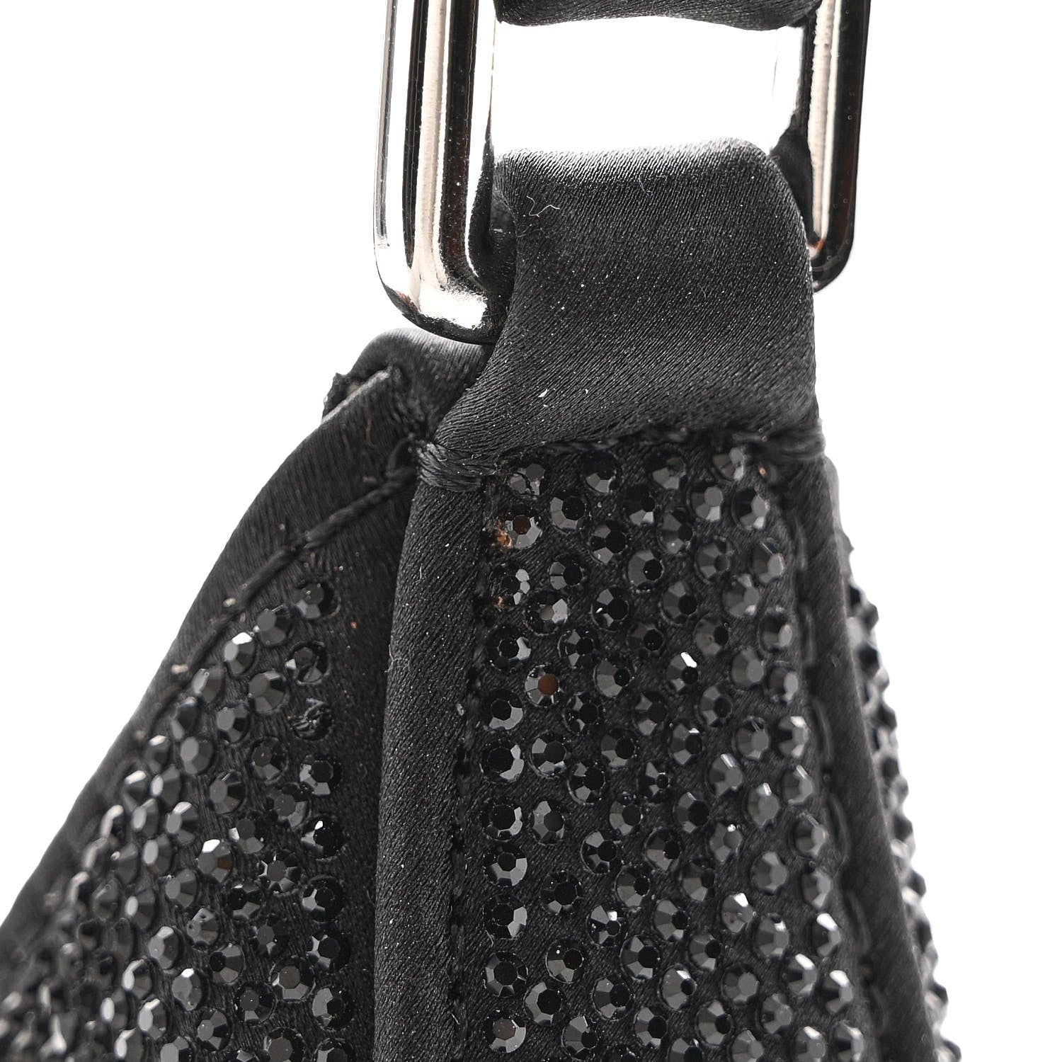 Alexander Wang Calfskin Satin Crystal Embellished Small Legacy Glitter Hobo Black 11 of 15