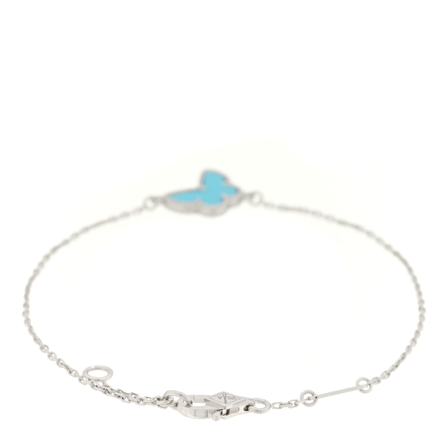 Van Cleef & Arpels 18K White Gold Turquoise Sweet Alhambra Butterfly Bracelet 2 of 3
