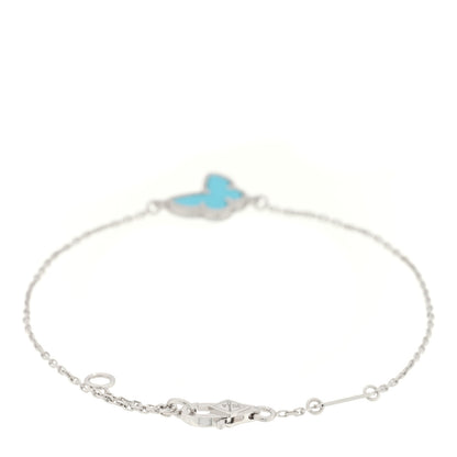 Van Cleef & Arpels 18K White Gold Turquoise Sweet Alhambra Butterfly Bracelet 2 of 3