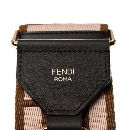 Fendi Ribbon Vitello Century FF 1974 Embroidered Adjustable Strap You Fango Rosa Confetto Chocolate 4 of 5