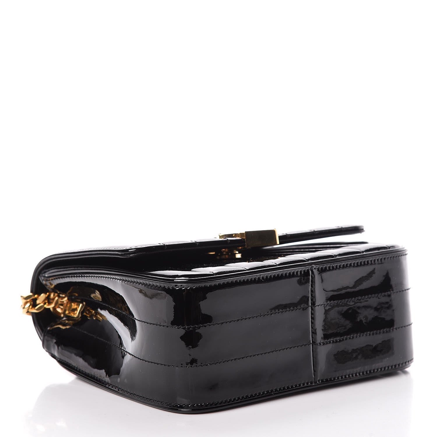 Saint Laurent Patent Calfskin Matelasse Monogram Medium Vicky Chain Bag Black 4 of 11