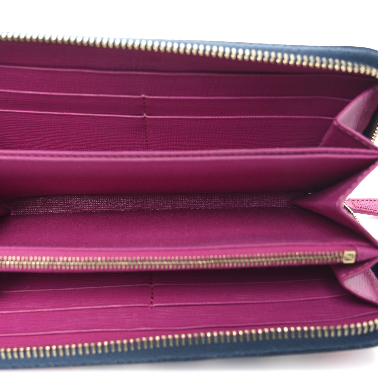 Fendi Vitello Elite Fendi Roma Simply Zip Around Wallet Cobalt Multicolor 5 of 9