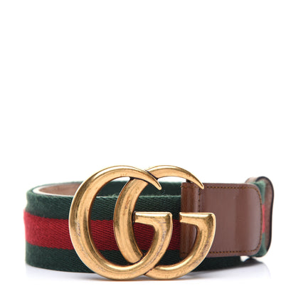 Gucci Nylon Calfskin Double G Web 40mm Belt 75 30 Green Red Cuir 1 of 12