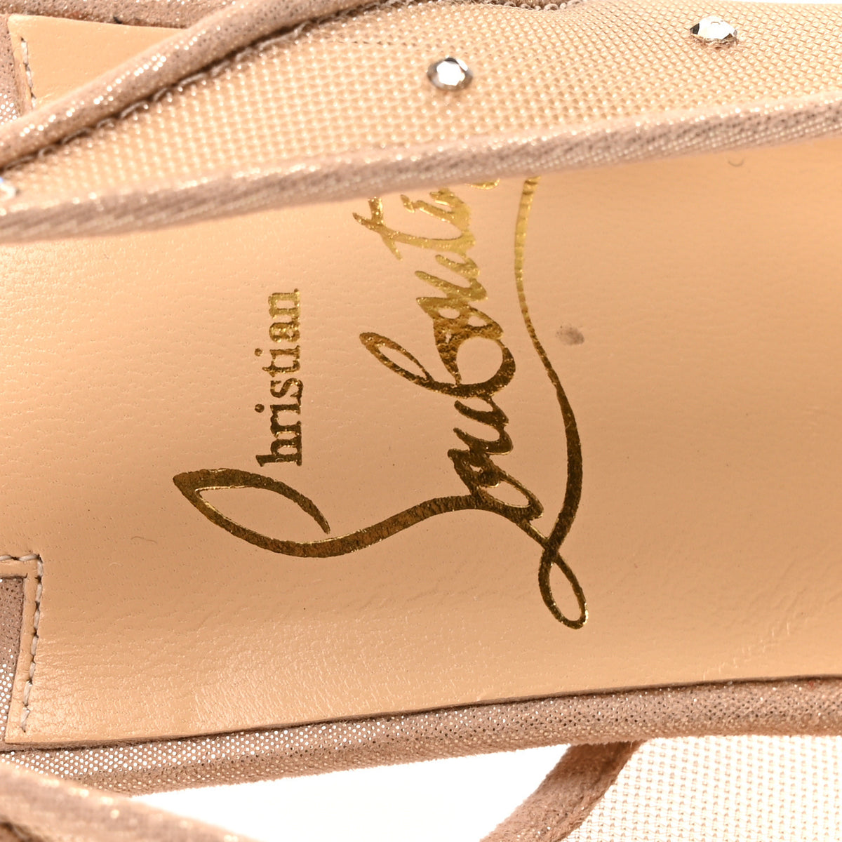 Christian Louboutin Suede Silk Crystal Strass Follies 70 Slingback Pumps 39.5 Light Silk 8 of 9