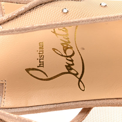 Christian Louboutin Suede Silk Crystal Strass Follies 70 Slingback Pumps 39.5 Light Silk 8 of 9