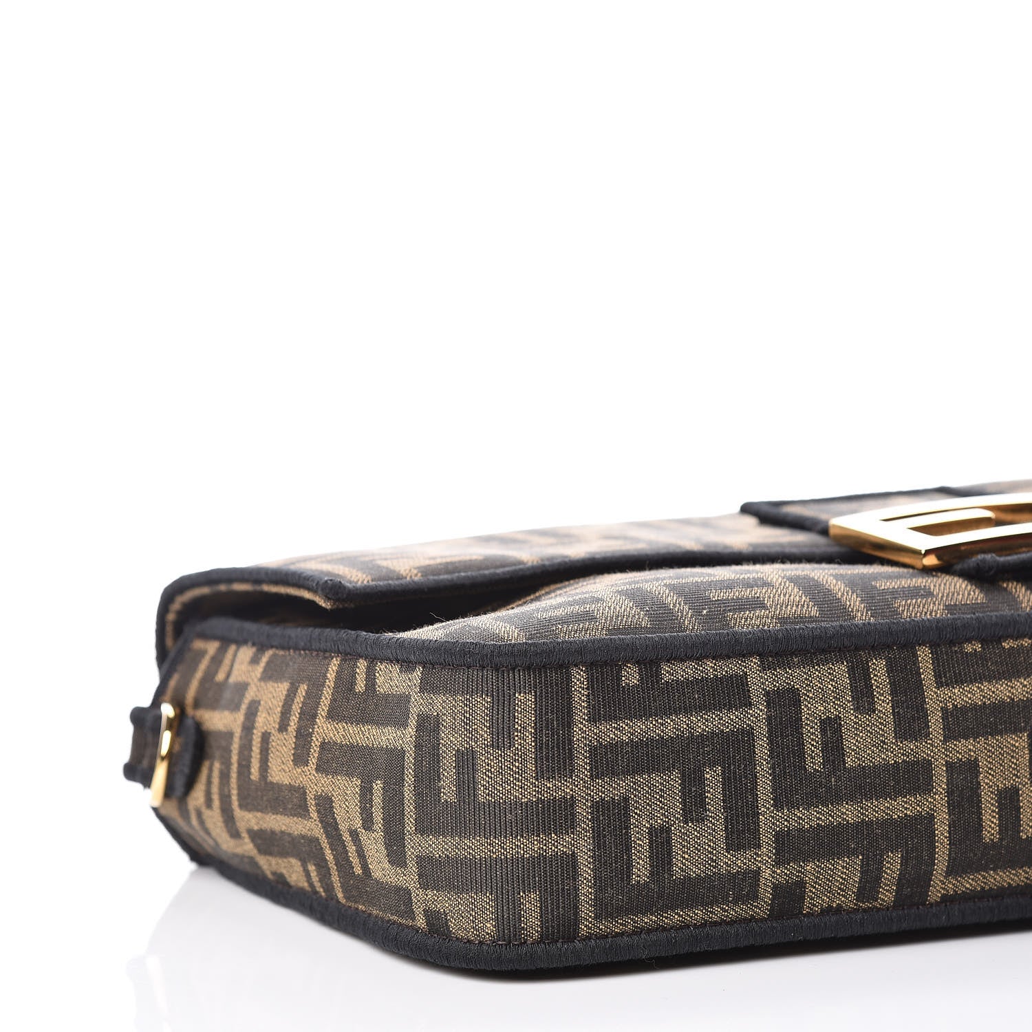 Fendi Fabric Jacquard FF 1974 Large Baguette Tobacco Moro Black 6 of 9