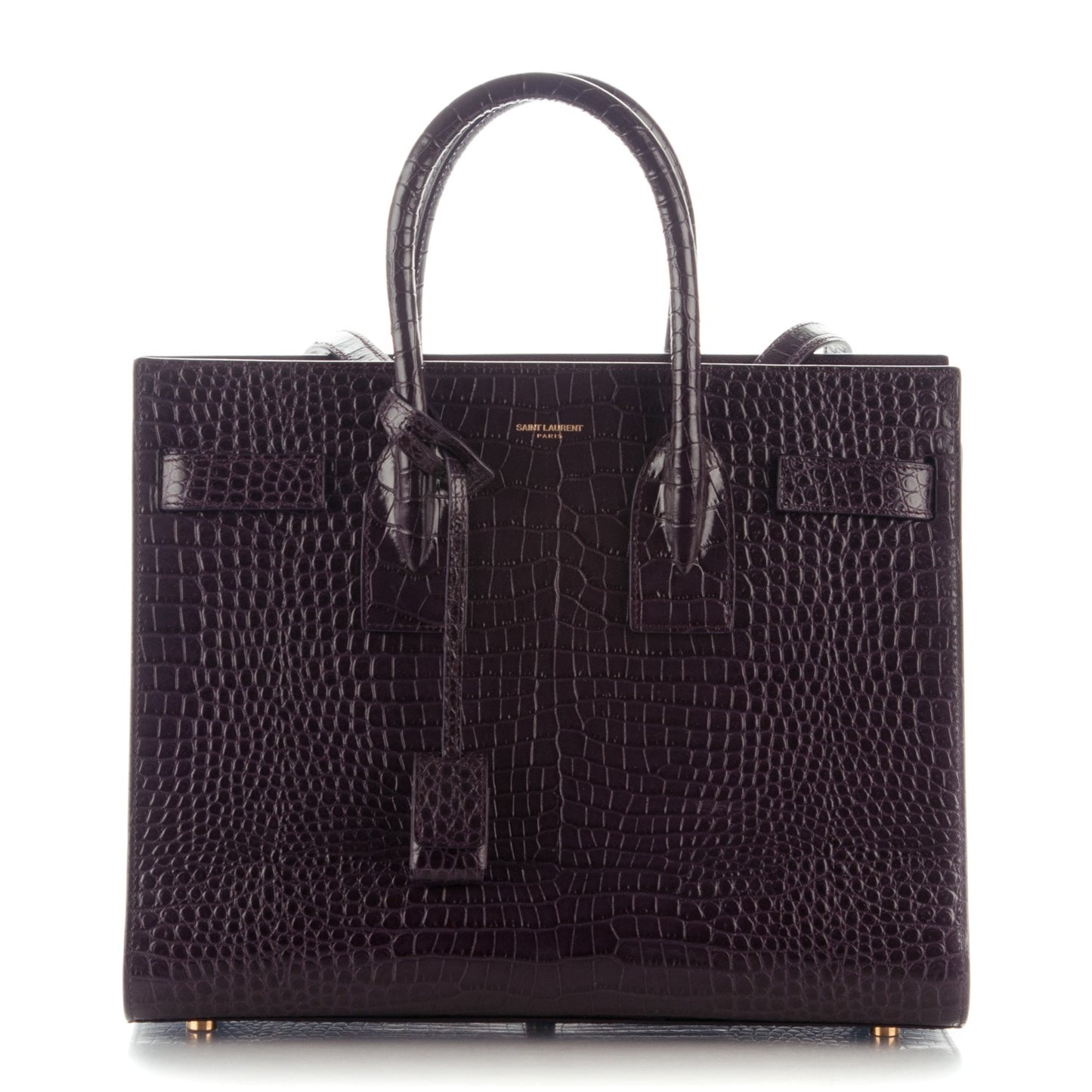 Calfskin Crocodile Embossed Small Sac De Jour Deep Purple