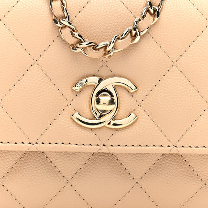 Chanel Caviar Quilted Coco Handle Clutch With Chain Beige 8 of 10