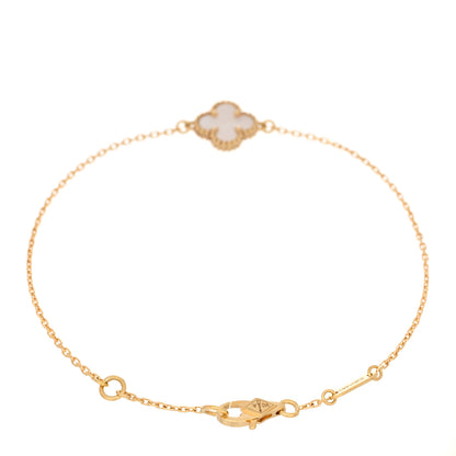 Van Cleef & Arpels 18K Yellow Gold Mother of Pearl Sweet Alhambra Bracelet 2 of 5
