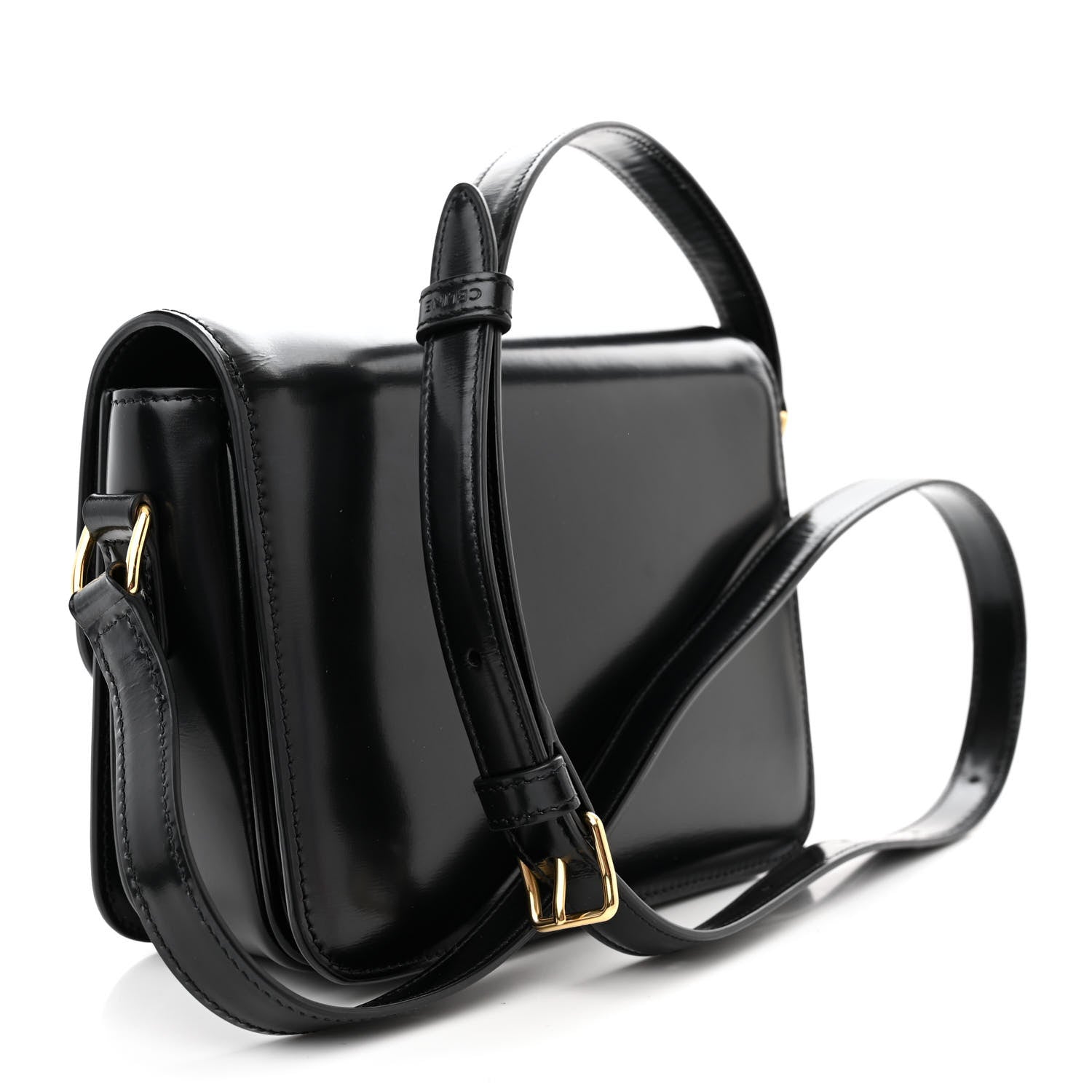 Celine Shiny Calfskin Teen Triomphe Black 3 of 10