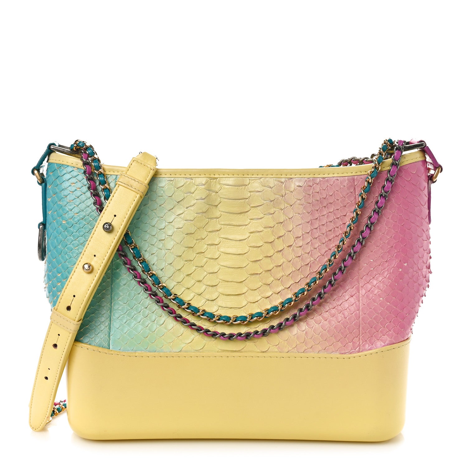 Chanel Snakeskin Medium Gabrielle Hobo Yellow Multicolor 1445225 ...