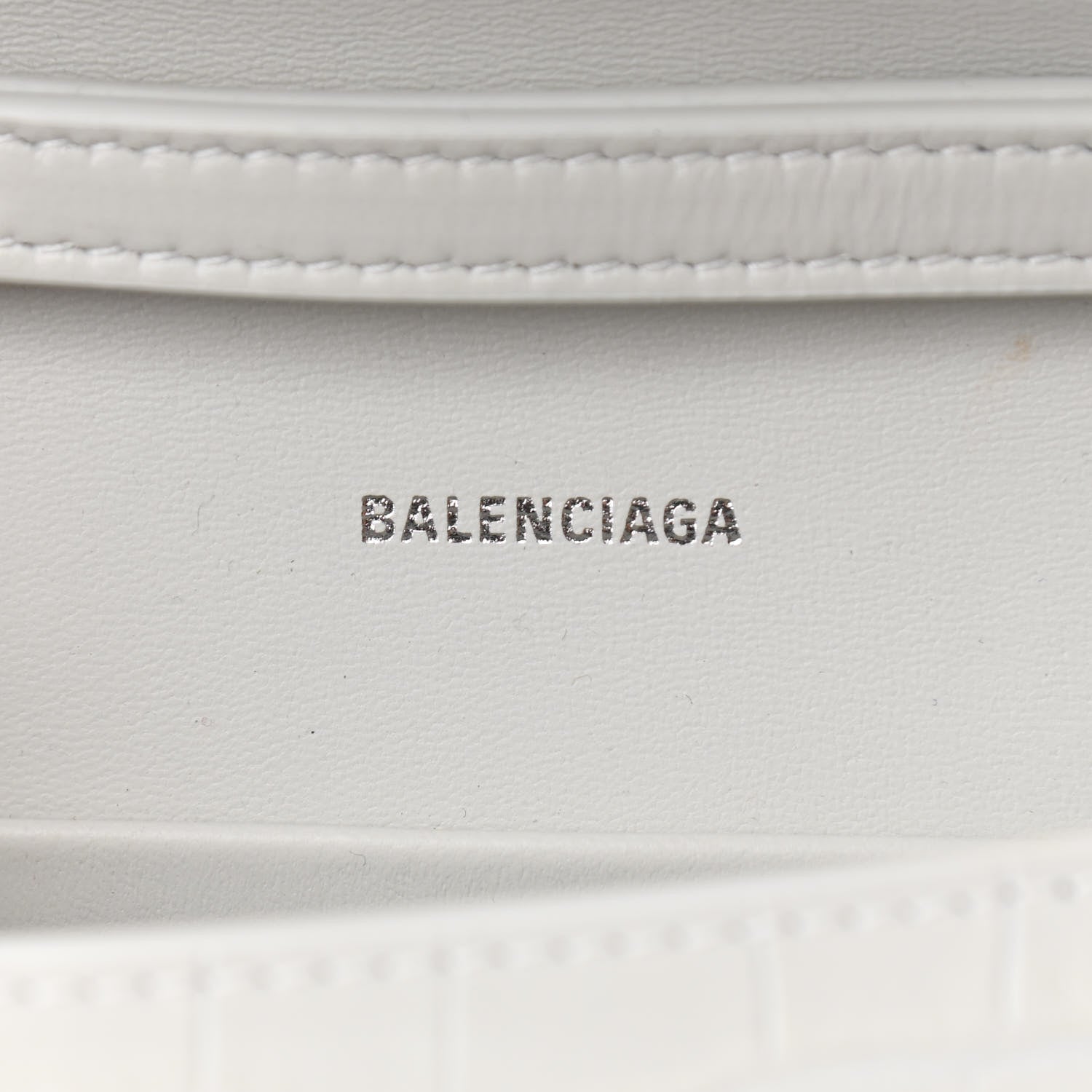 Balenciaga Shiny Calfskin Crocodile Embossed Small Hourglass Evening Chain Bag White 6 of 9
