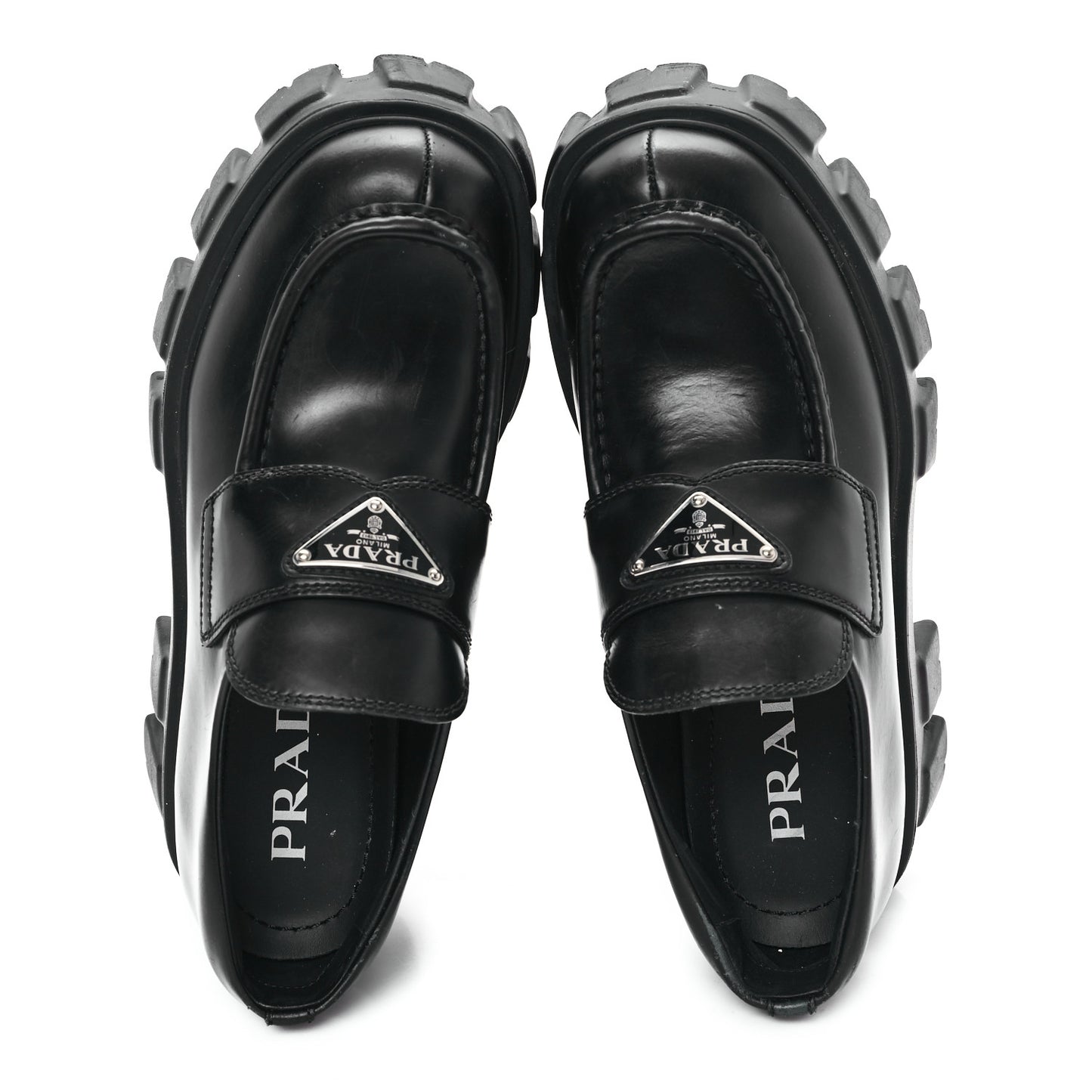 Spazzolato Rois Metal Triangle Logo Monolith 55mm Loafers 35 Black
