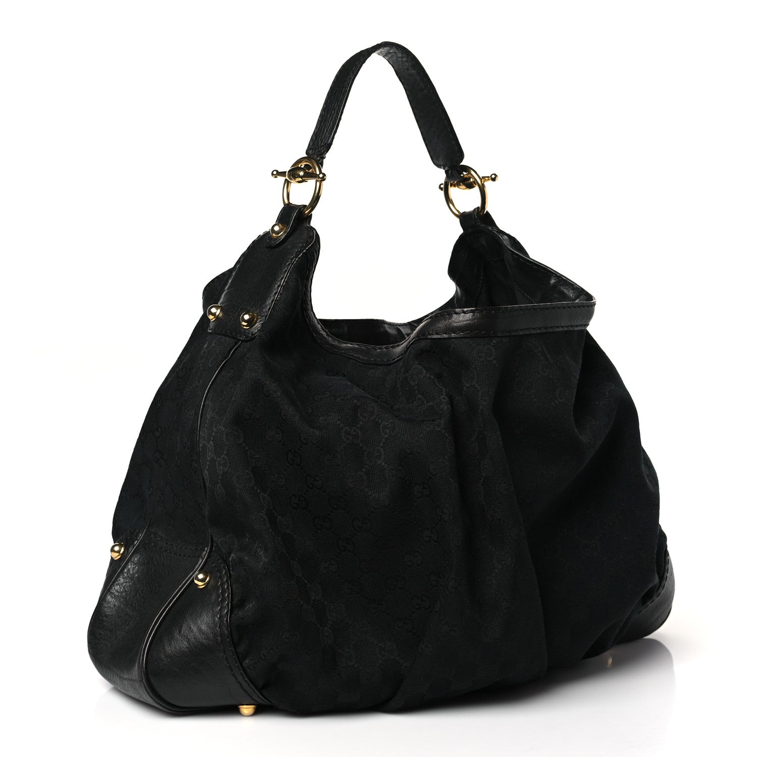 Gucci Monogram Large Jockey Hobo Black 3 of 11