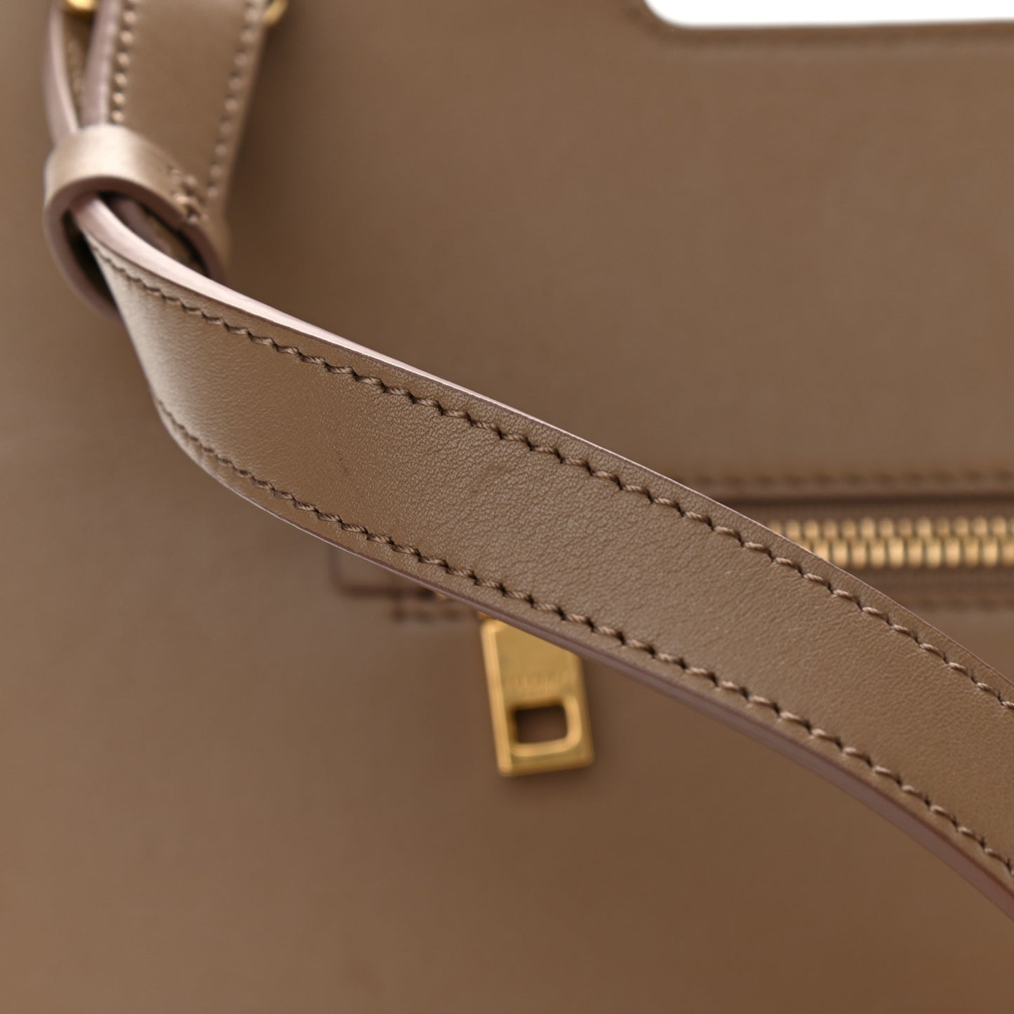 Calfskin Large Whip Top Handle Shoulder Bag Taupe
