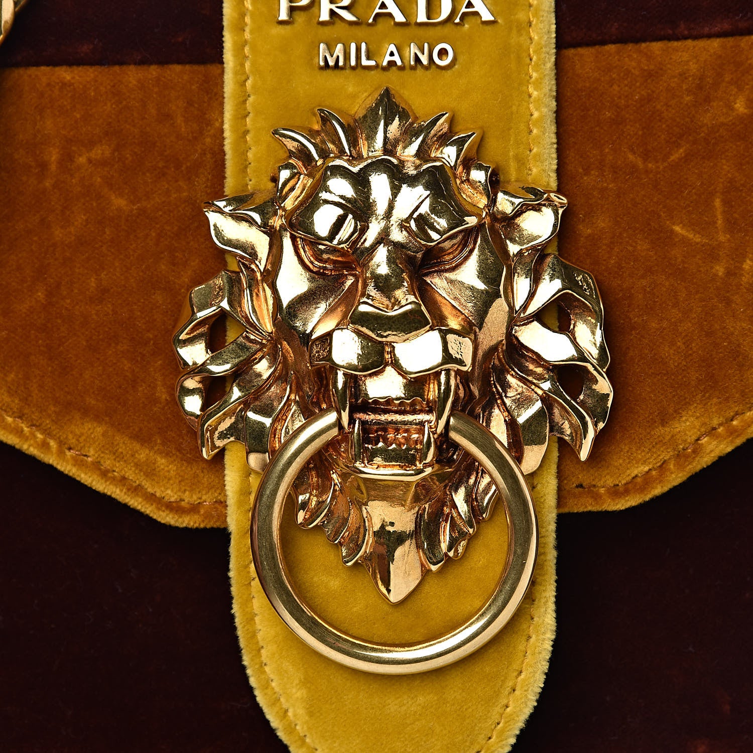 Prada Velluto Lions Head Cahier Shoulder Bag Ambra 9 of 12