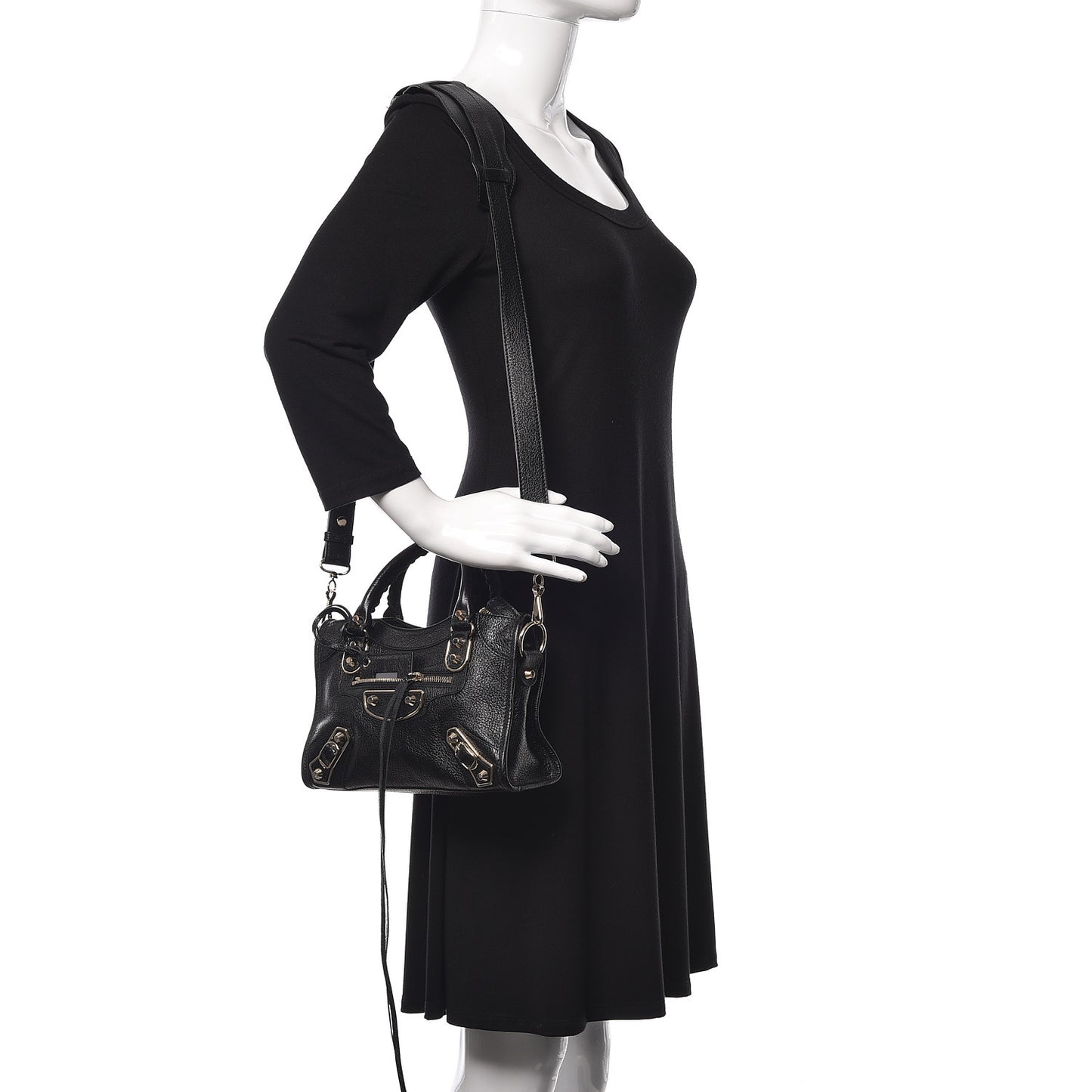Chevre Gold Metallic Edge Hardware Mini City Black