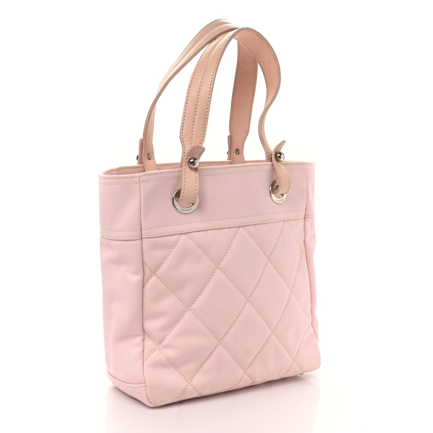 Coated Canvas Quilted Small Paris Biarritz Tote Light Pink