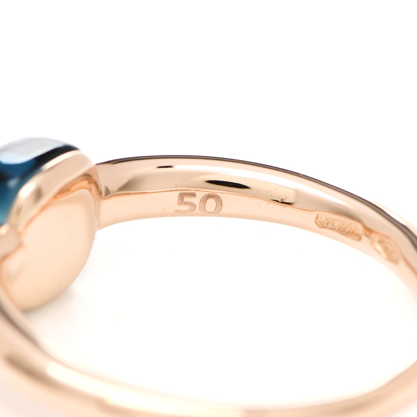 18K Rose Gold London Blue Topaz M'Ama Non M'Ama Ring 50 5.5