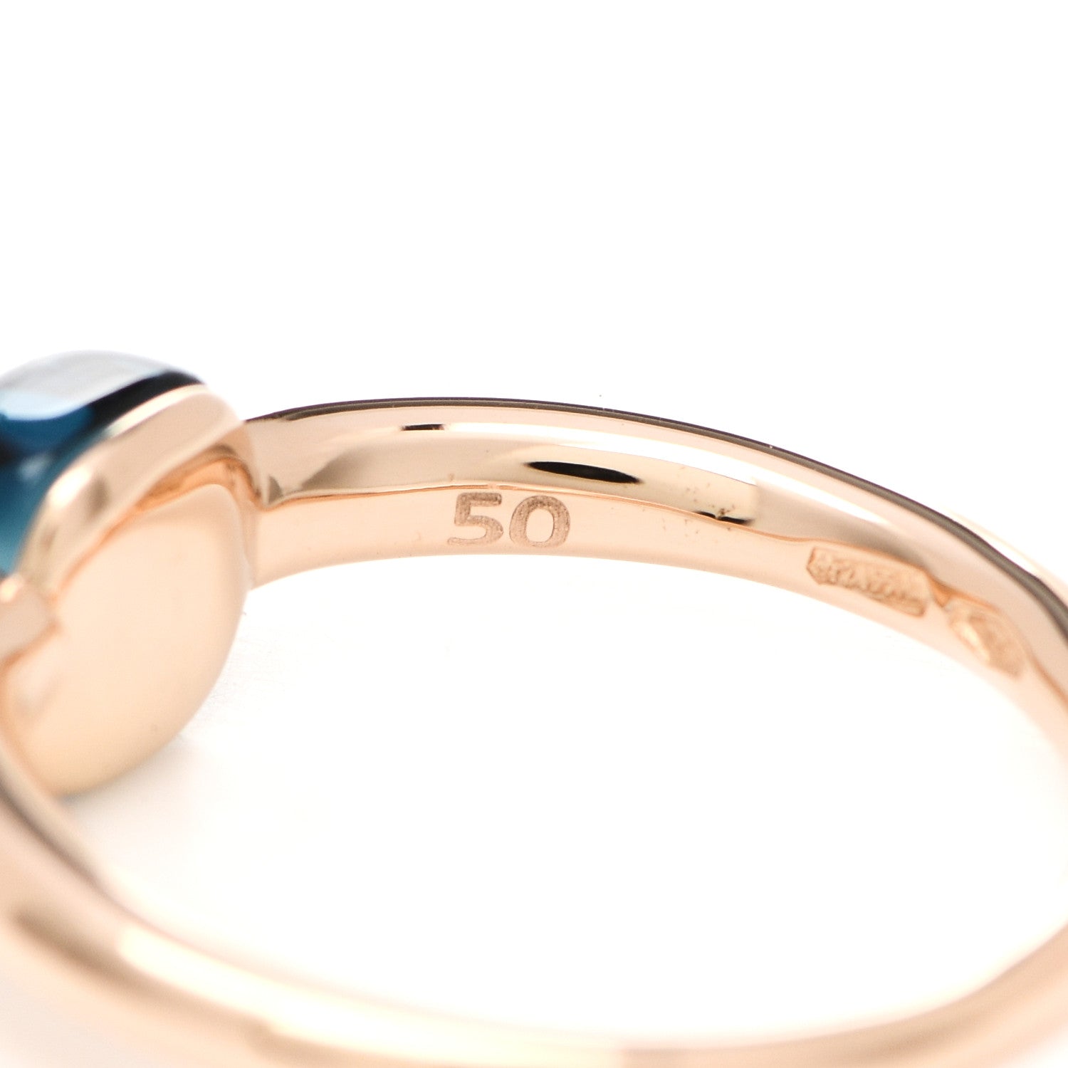 Pomellato 18K Rose Gold London Blue Topaz M'Ama Non M'Ama Ring 50 5.5 6 of 8