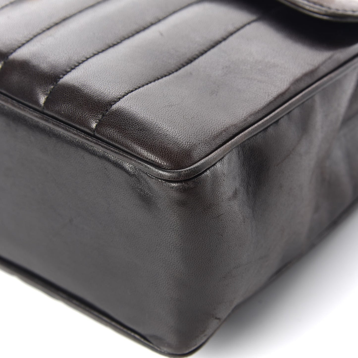 Lambskin Vertical Quilt Jumbo Flap Black
