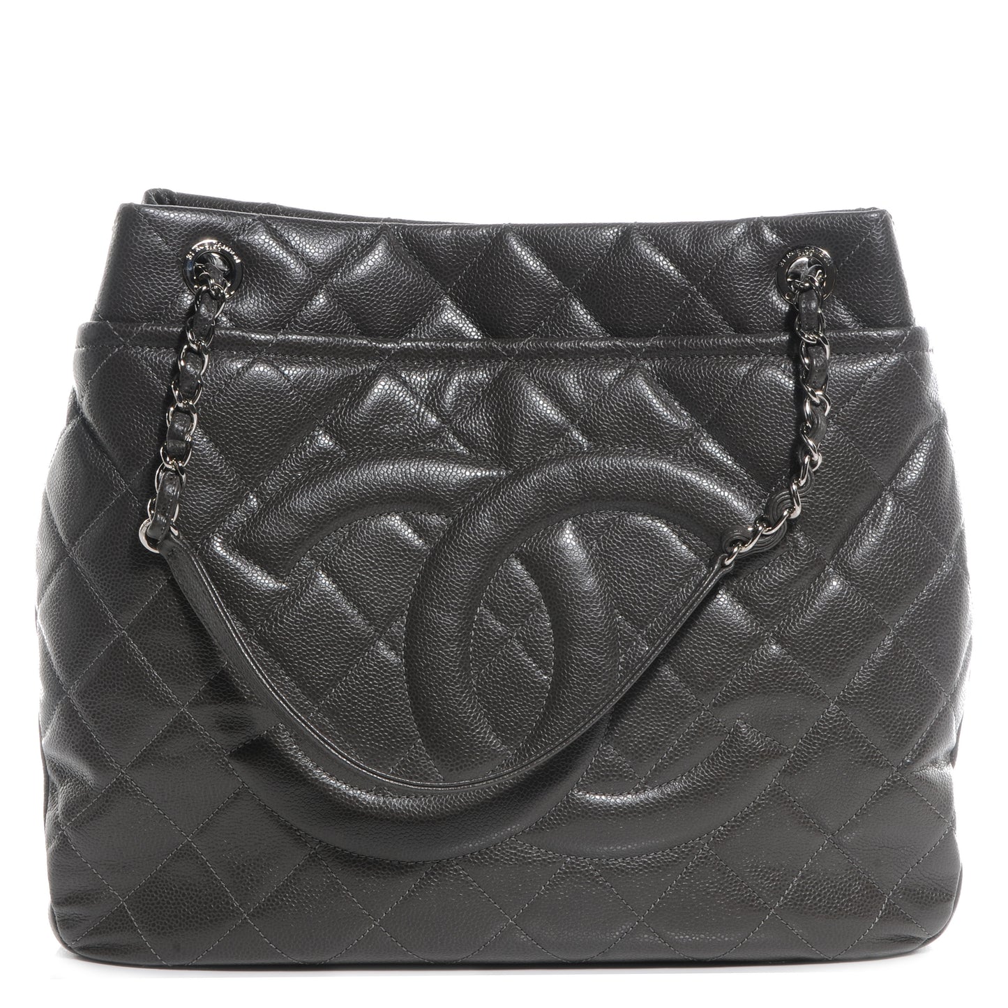 Caviar Timeless Large Shopping Tote Dark Gray
