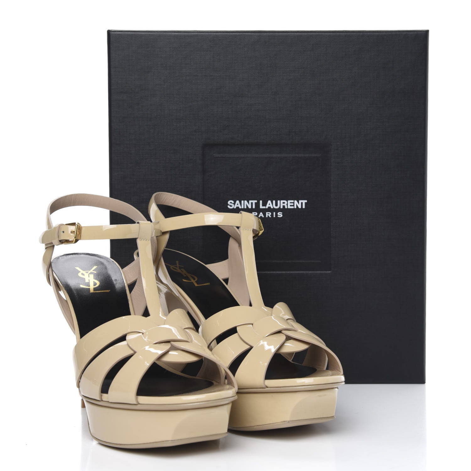 Saint Laurent Patent Tribute 75 Platform Sandals 41.5 Nude Powder 9 of 9